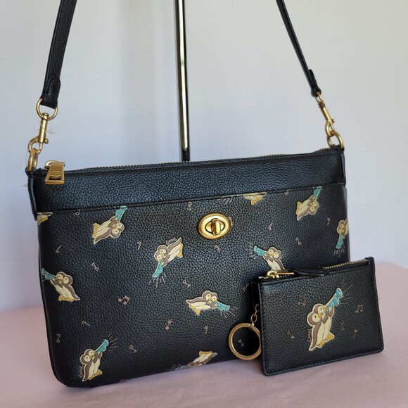 COACH Musical Print Pebbled Leather Polly Crossbody & Mini-Skinny ID Card Case ⭐ - Picture 2 of 16